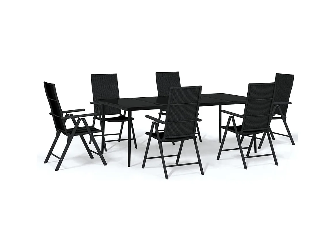 Jarlik  Ensemble à manger de jardin 7 pcs Noir