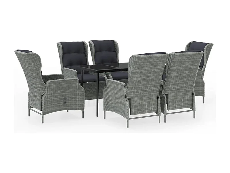 Mayra  Ensemble à manger de jardin 7 pcs Gris clair