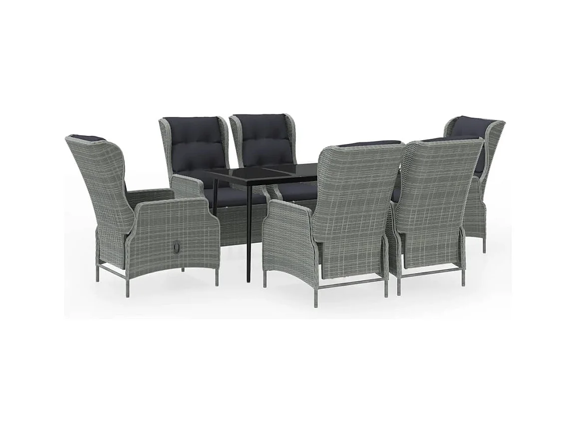 Mayra  Ensemble à manger de jardin 7 pcs Gris clair