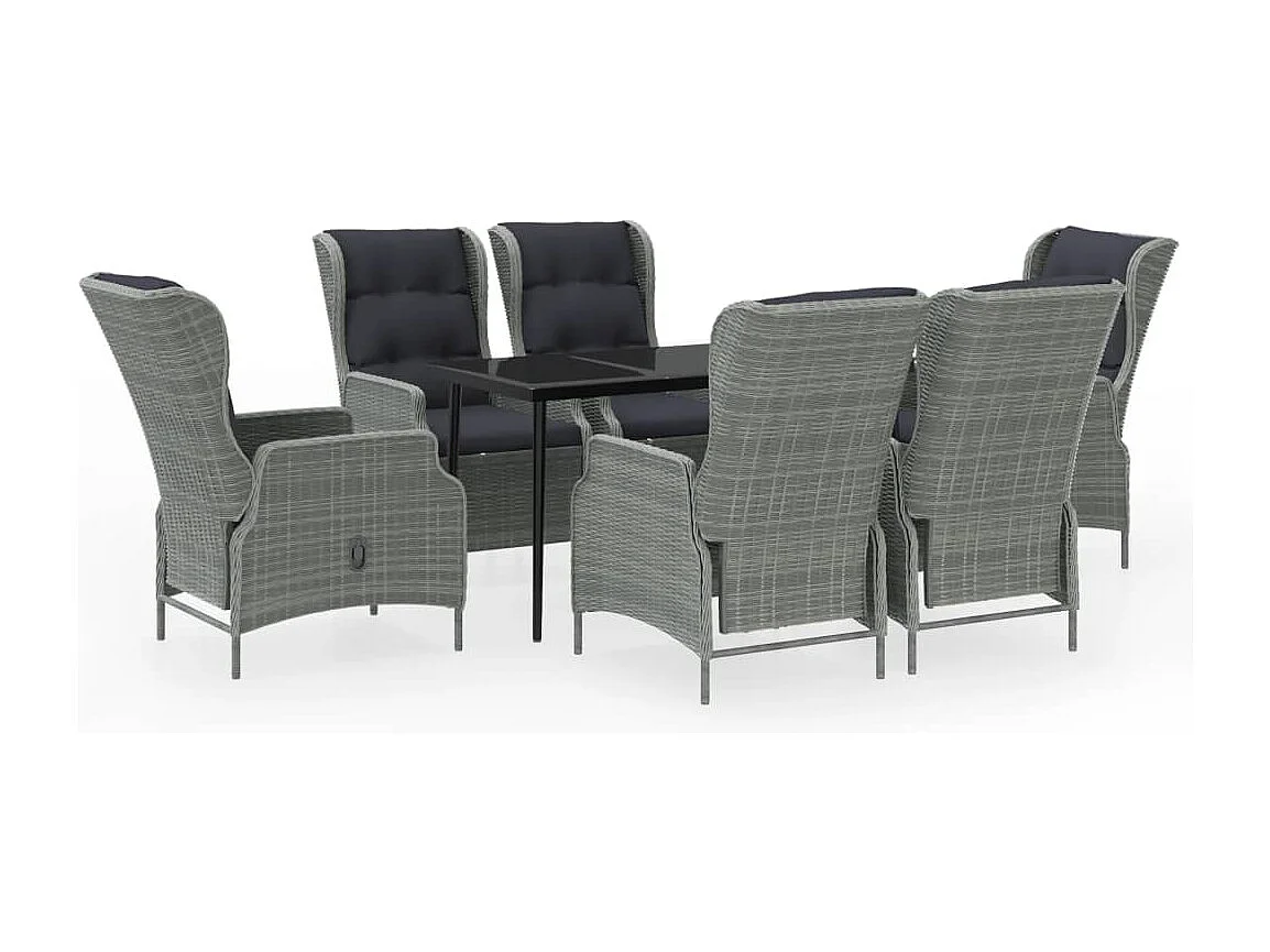 Mayra  Ensemble à manger de jardin 7 pcs Gris clair