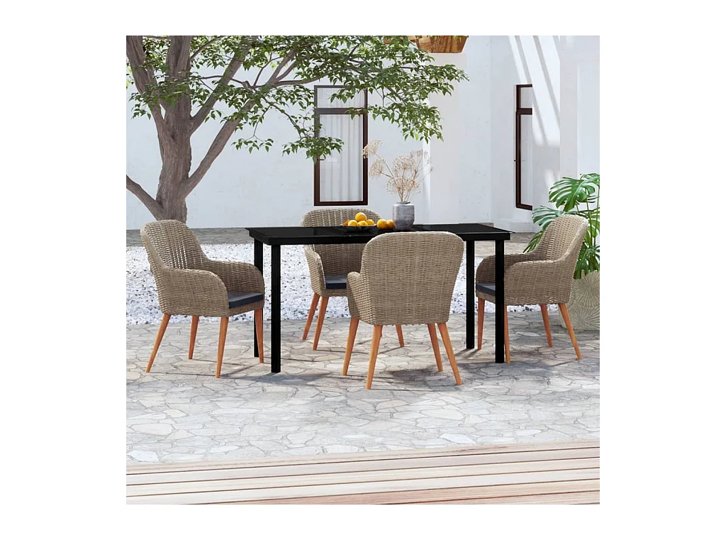 Zevrik  5-delige Tuinset met kussens bruin