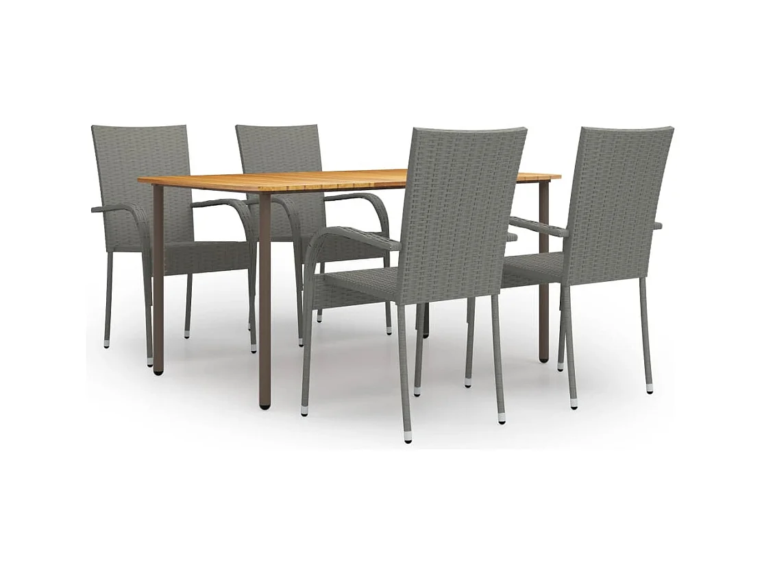 Baldwin  Ensemble à manger de jardin 5 pcs Résine tressée Gris