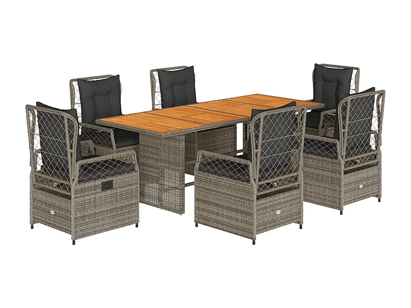 Veteli  7-delige Tuinset met kussens poly rattan grijs