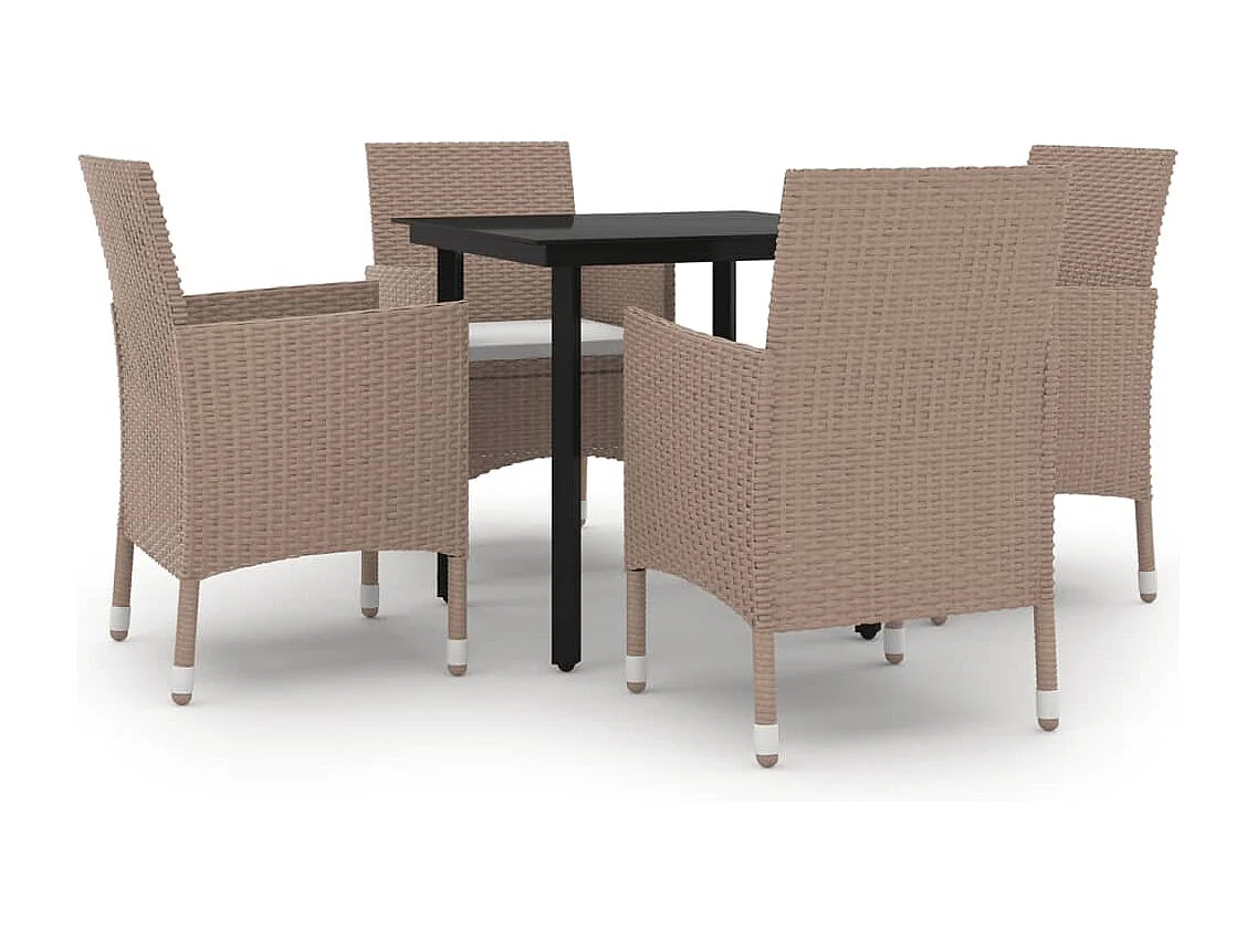 Prolenta Premium -  Ensemble à manger de jardin coussins 5 pcs Résine tressée Verre