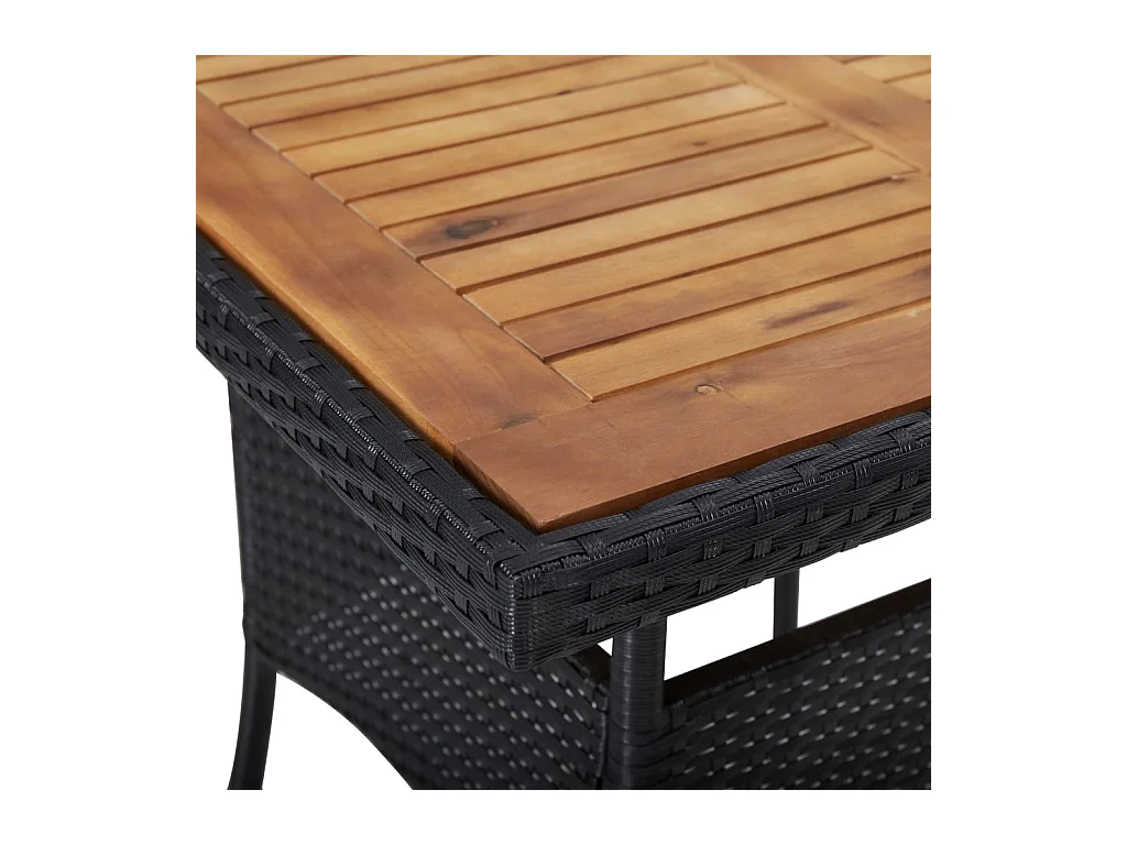 Tatum  Ensemble à manger de jardin 5 pcs Résine tressée et acacia Noir