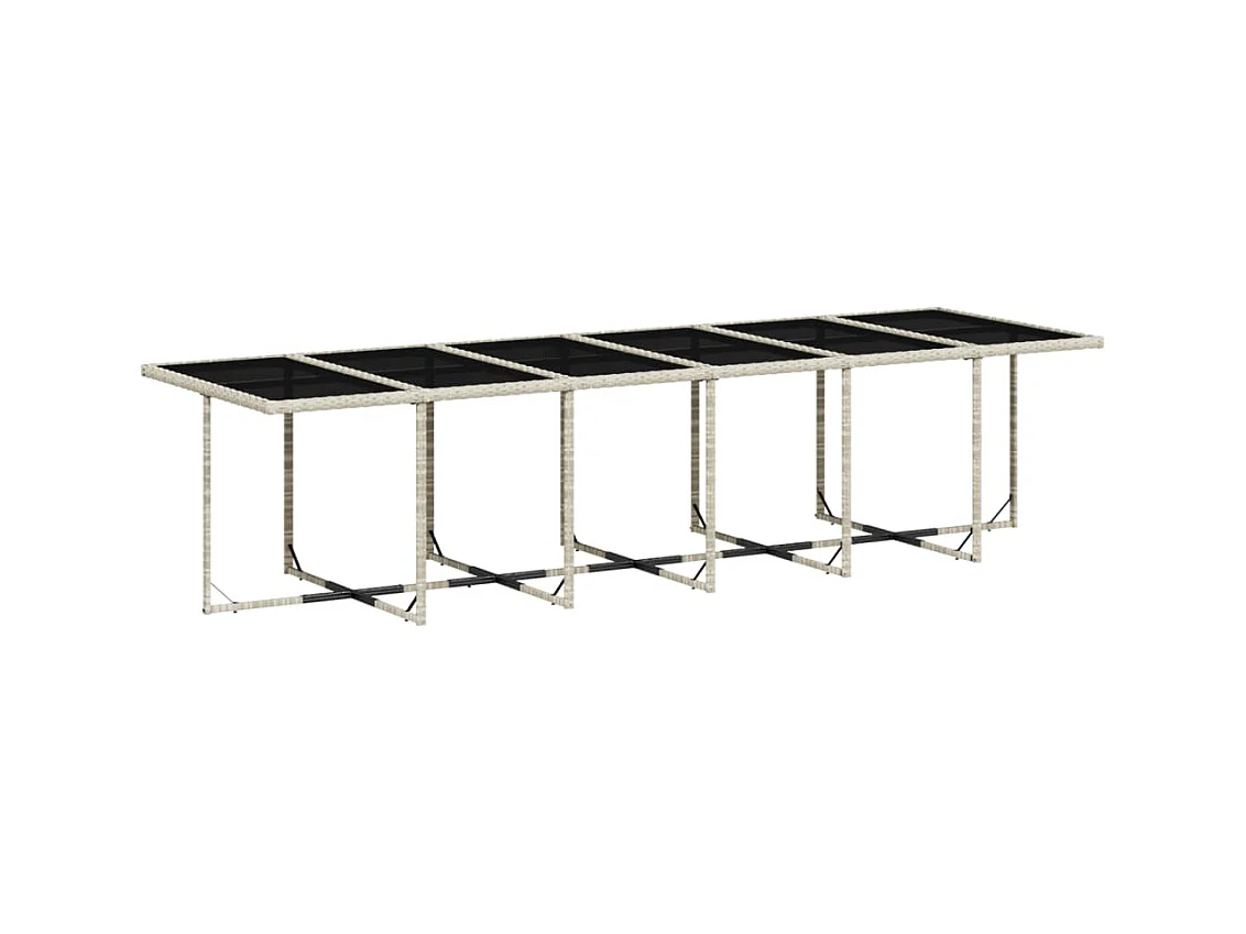 Zele  Set comedor jardín y cojines 13 pzas ratán sintético gris claro