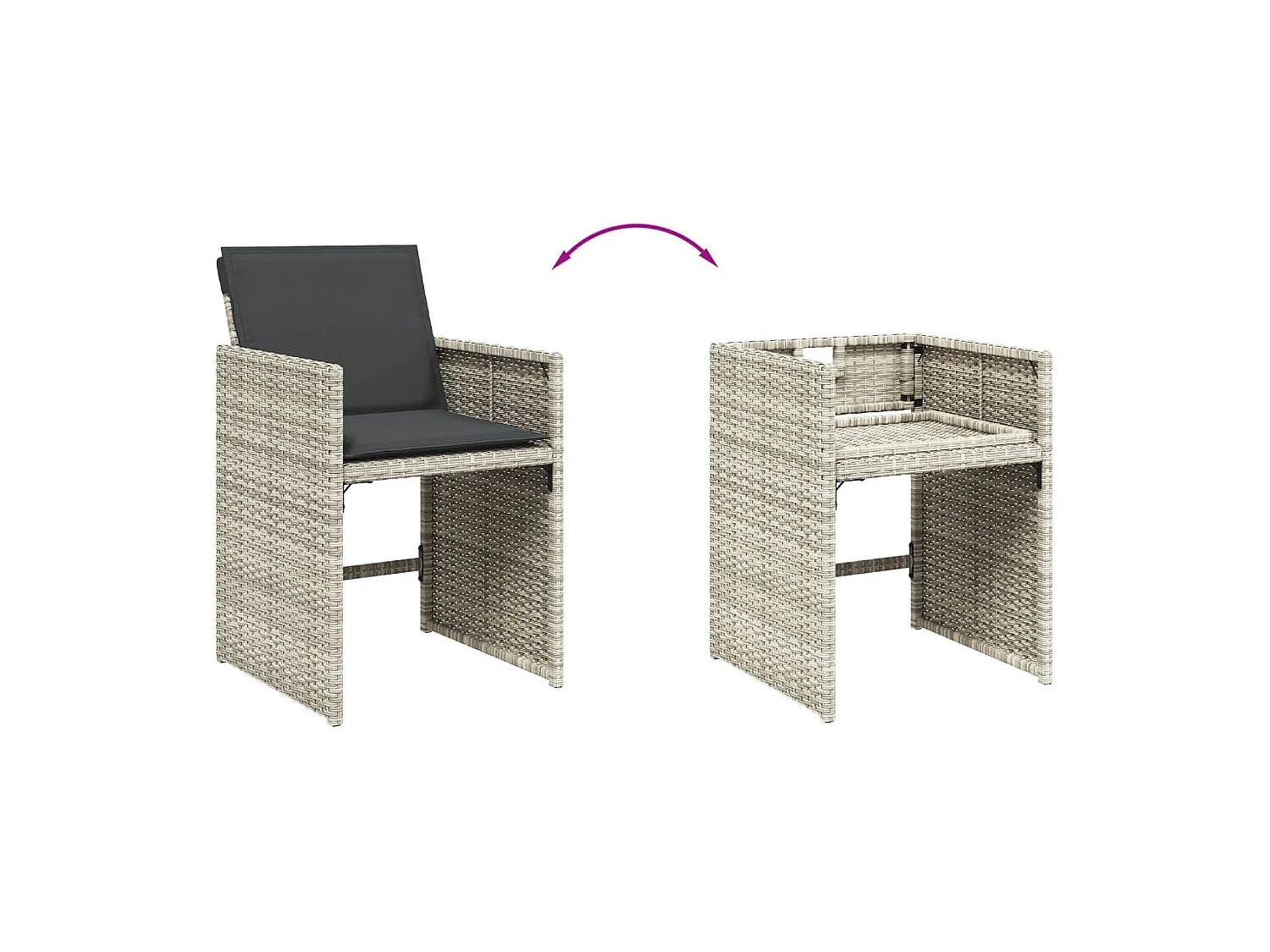 Zele  Set comedor jardín y cojines 13 pzas ratán sintético gris claro