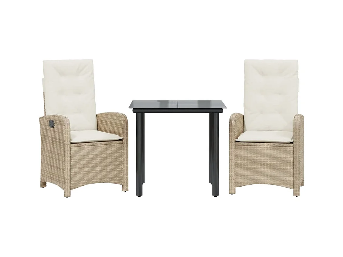 Castlefinn  3-delige Tuinset met kussens poly rattan beige