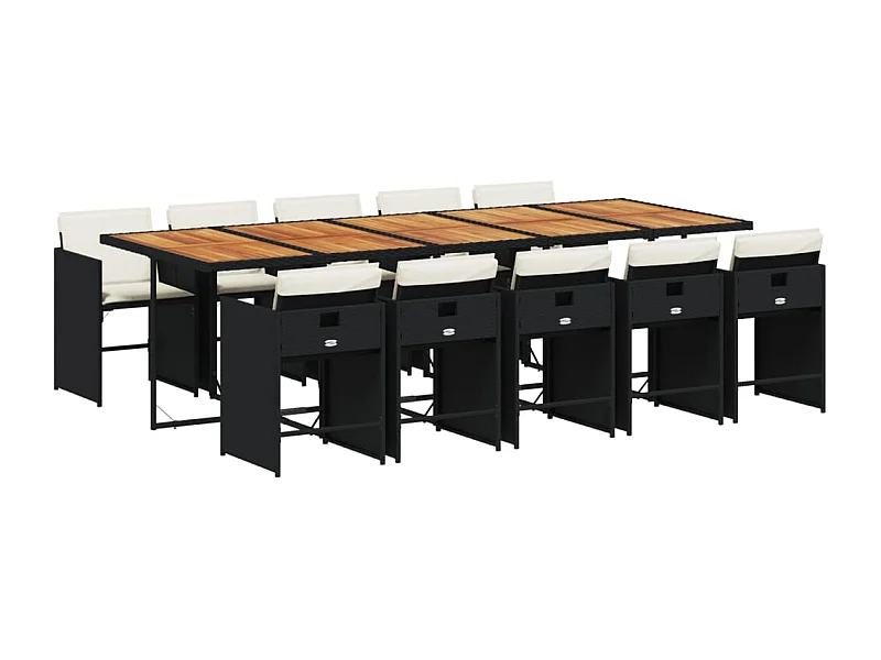 Heeswijk-Dinther  Ensemble à manger de jardin 11 pcs coussins noir résine tressée