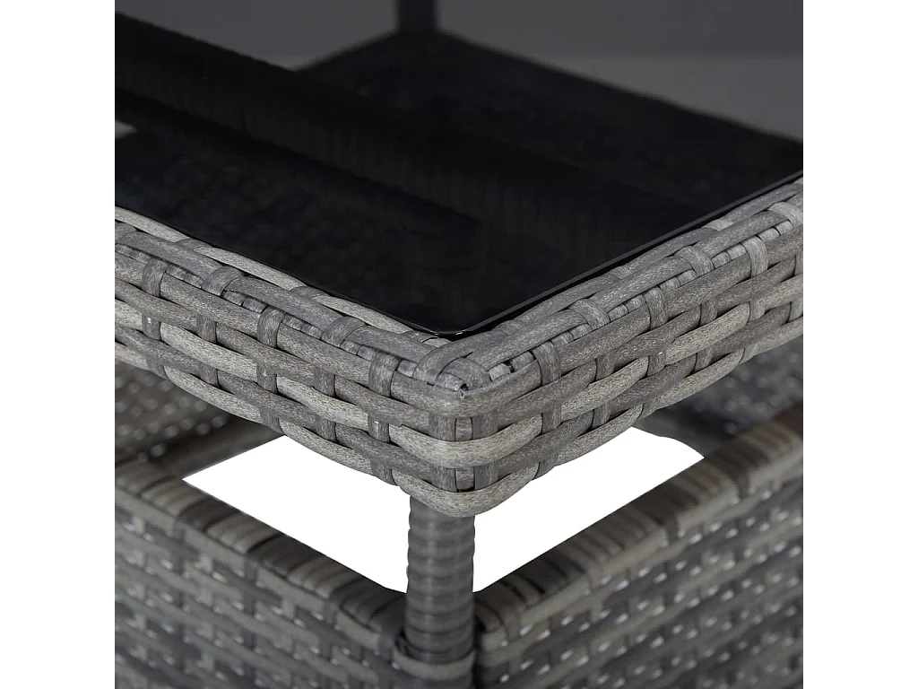 Deerlijk  3-delige Tuinset poly rattan en glas grijs