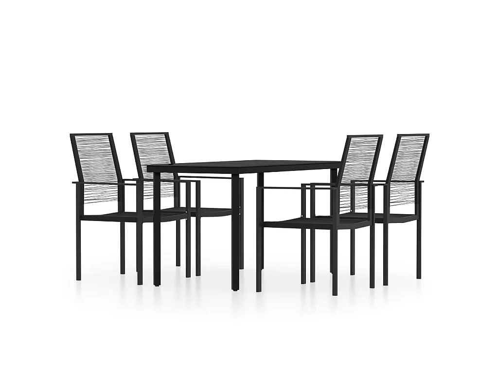 Nivor  Ensemble à manger de jardin 5 pcs Noir