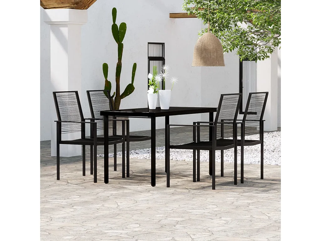 Nivor  Ensemble à manger de jardin 5 pcs Noir