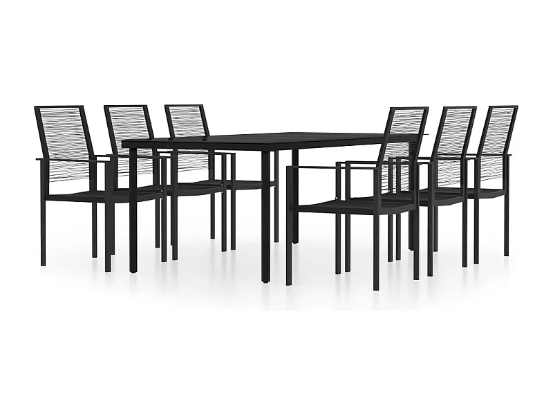 Nivor  Juego de comedor de jardín 7 piezas negro