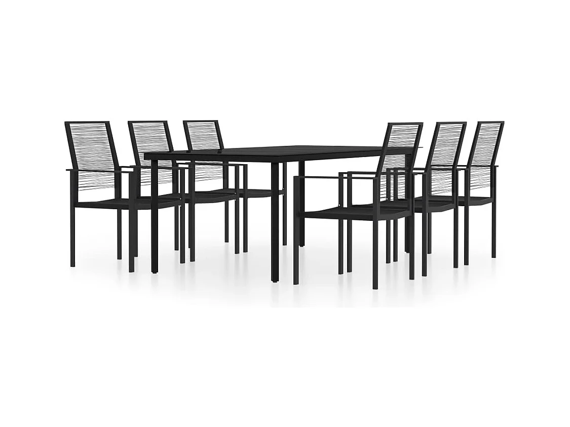 Nivor  Juego de comedor de jardín 7 piezas negro