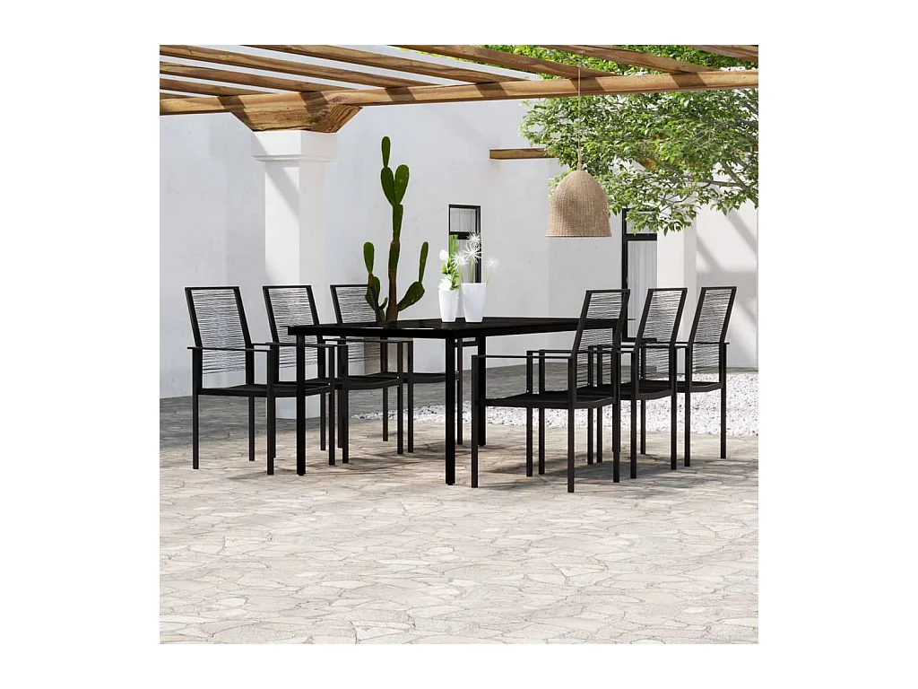Nivor  Juego de comedor de jardín 7 piezas negro