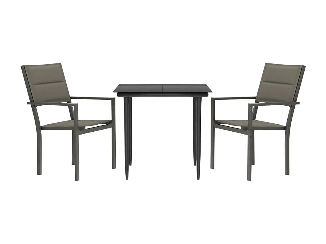 Ylivieska  Juego de comedor para jardín 3 piezas acero y textilene negro