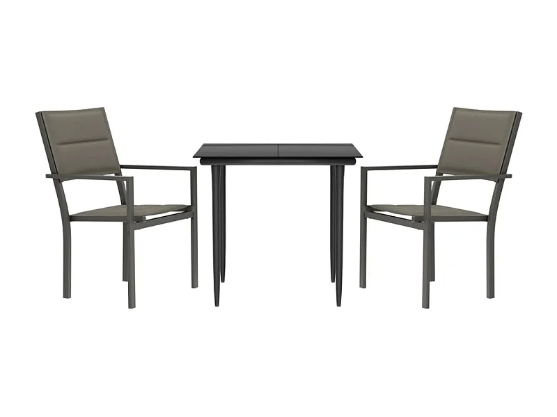 Ylivieska  Juego de comedor para jardín 3 piezas acero y textilene negro