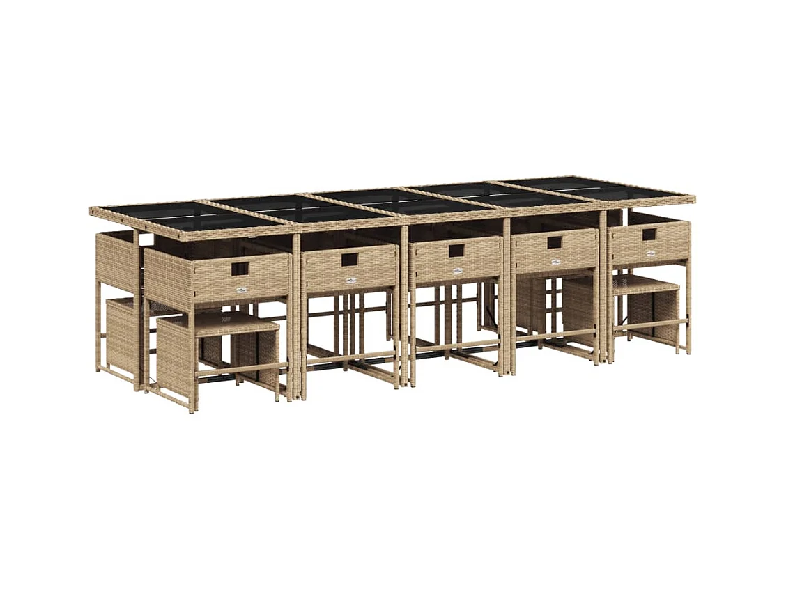 Kirkland  15-delige Tuinset met kussens poly rattan gemengd beige