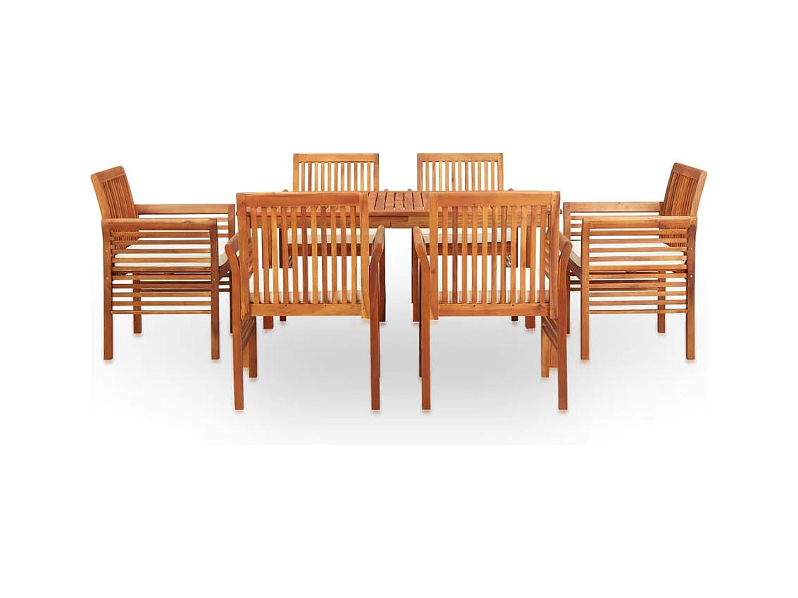 Bourges  Set comedor de jardín 7 pzas y cojines madera maciza de acacia