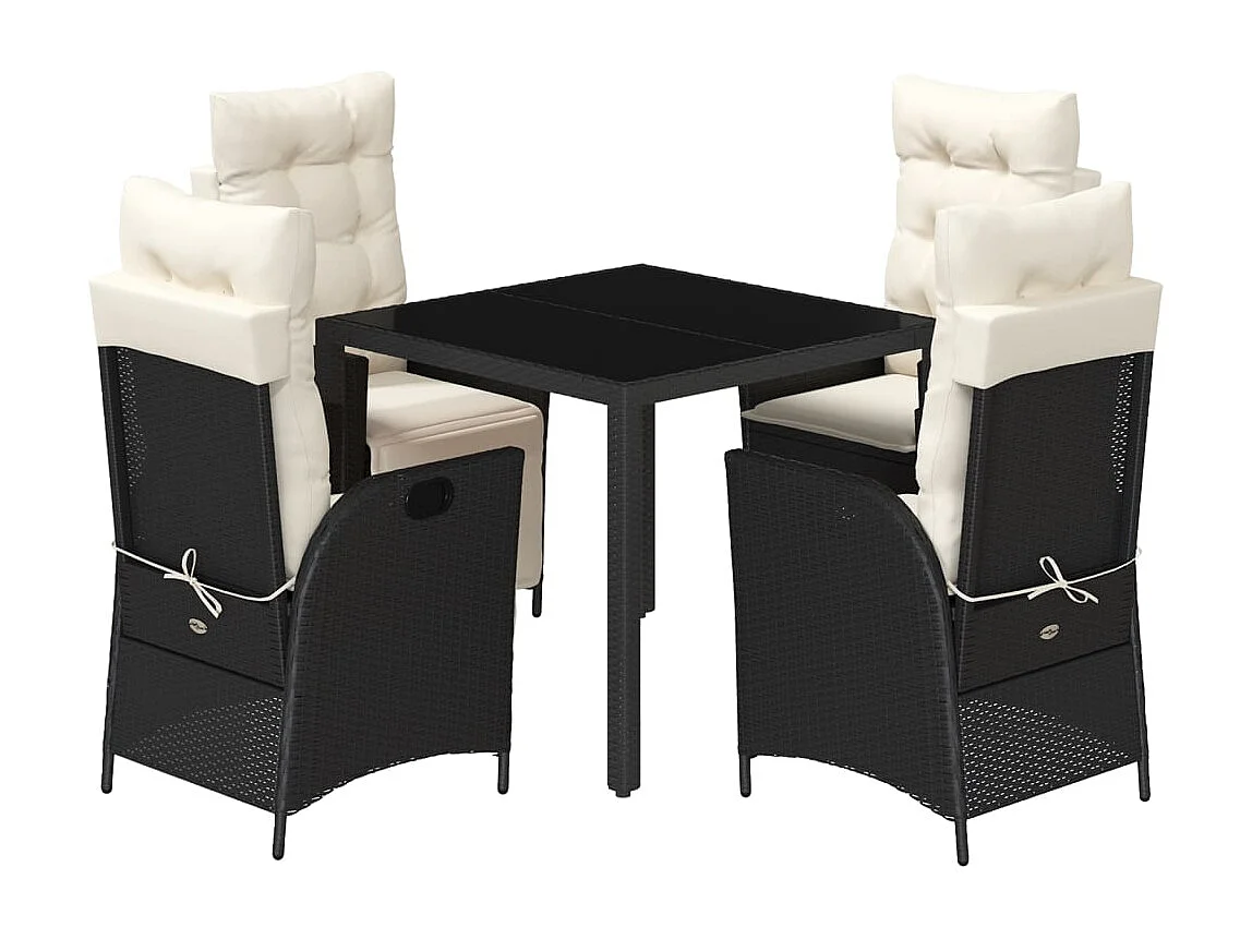 Prolenta Premium -  5-delige Tuinset met kussens poly rattan zwart