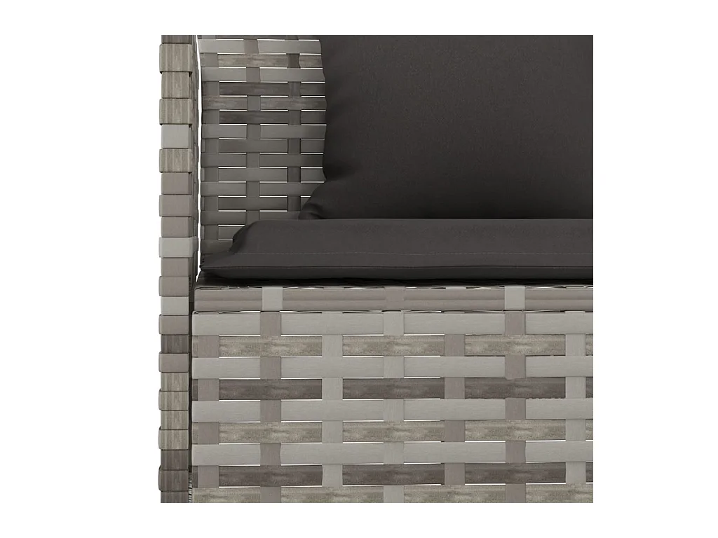 François-Antoine-Paul  Ensemble à manger de jardin et coussins 2 pcs gris rotin