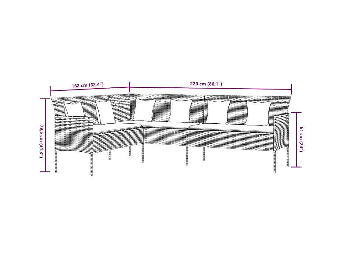 François-Antoine-Paul  Ensemble à manger de jardin et coussins 2 pcs gris rotin