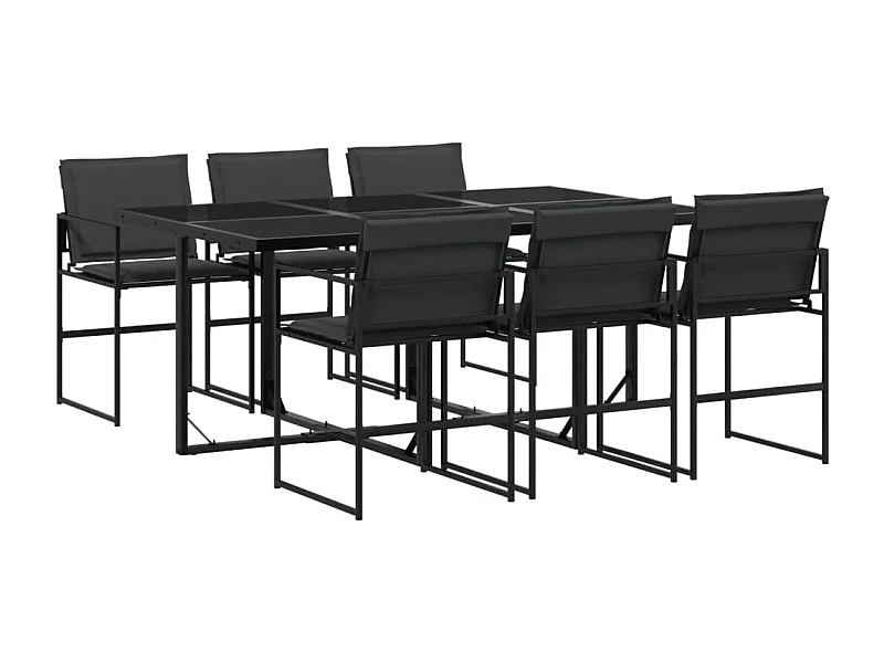 Francis  Juego de comedor de jardín 7 pzas con cojines textileno negro