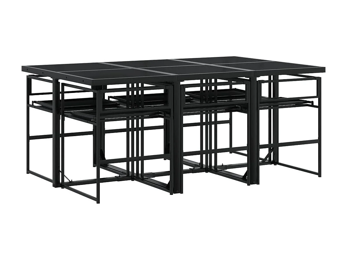 Francis  Juego de comedor de jardín 7 pzas con cojines textileno negro