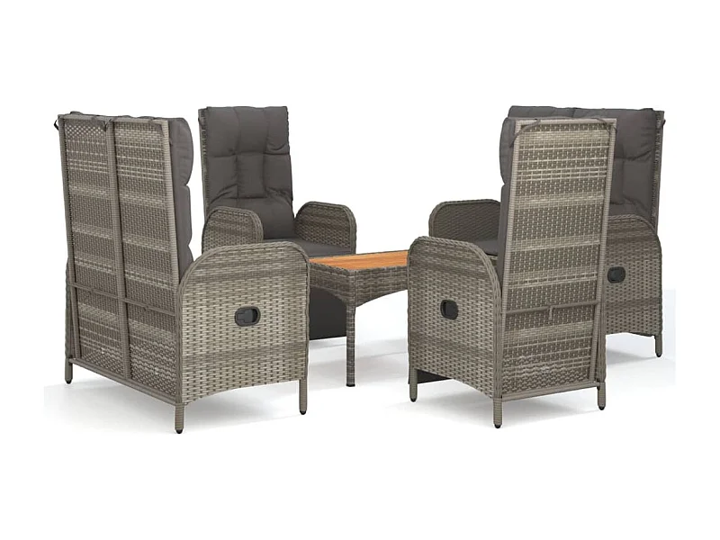 Holbaek  Ensemble à manger de jardin 5 pcs coussins gris résine tressée