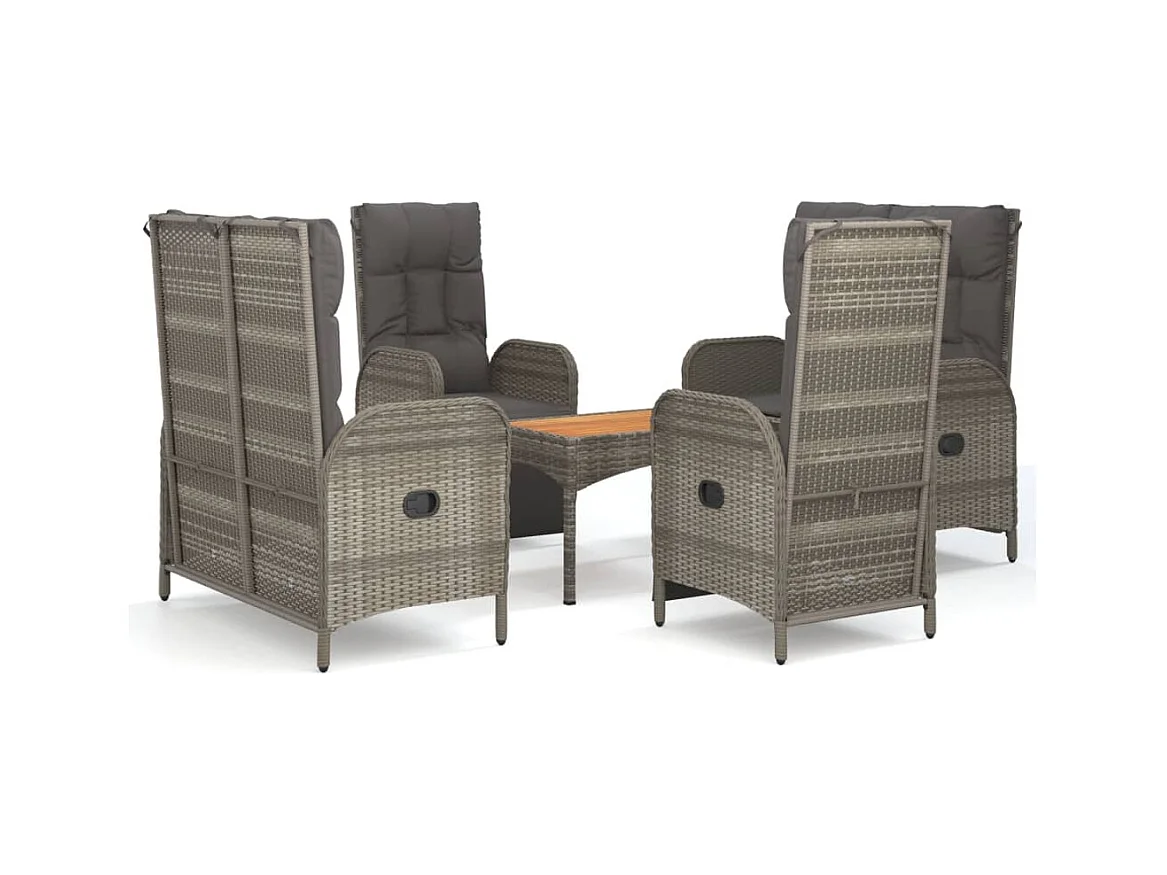 Holbaek  Ensemble à manger de jardin 5 pcs coussins gris résine tressée