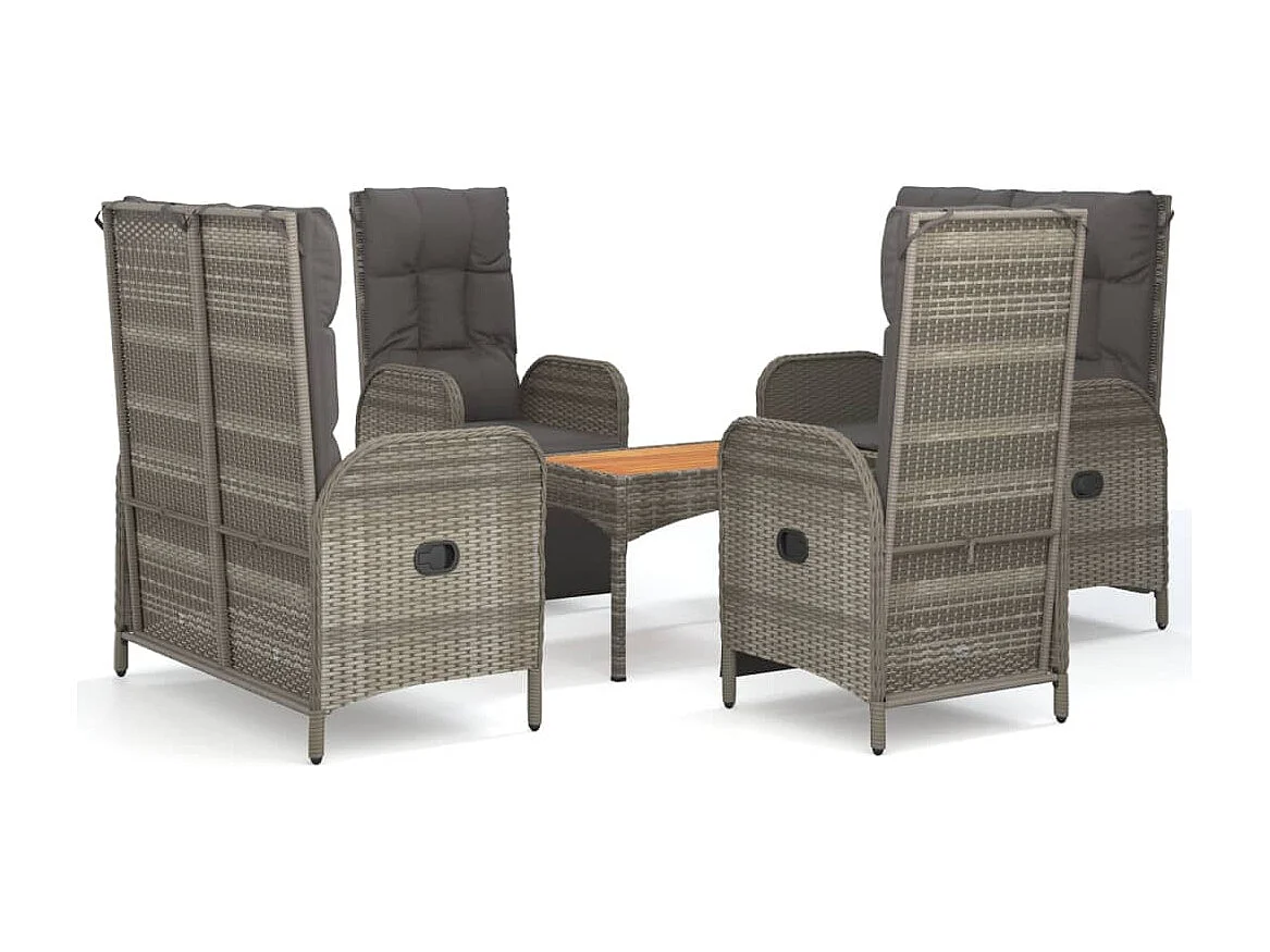 Holbaek  Ensemble à manger de jardin 5 pcs coussins gris résine tressée