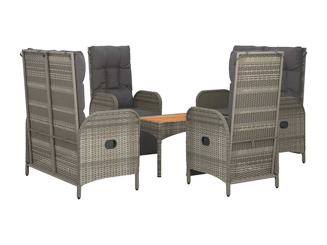 Holbaek  Ensemble à manger de jardin 5 pcs coussins gris résine tressée