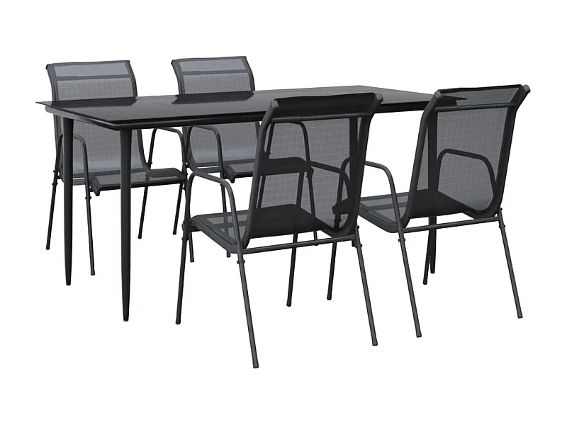 Fayra  Juego de comedor para jardín 5 piezas acero y textilene negro