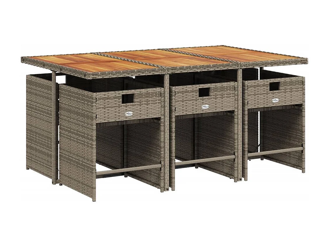 Heeswijk-Dinther  Ensemble à manger de jardin et coussins 7 pcs gris rotin