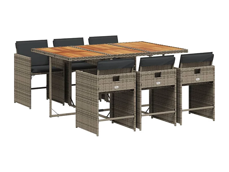 Heeswijk-Dinther  Set comedor jardín 7 pzas y cojines ratán sintético gris