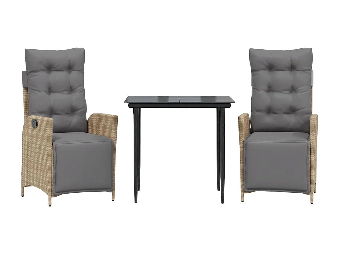 Warner Robins  3-delige Tuinset met kussens poly rattan gemengd beige