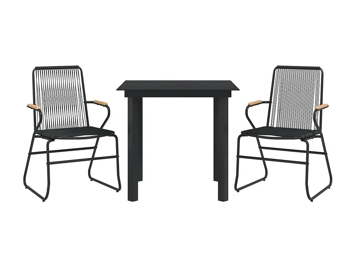 Frøya  Ensemble à manger de jardin 3 pcs noir rotin PVC