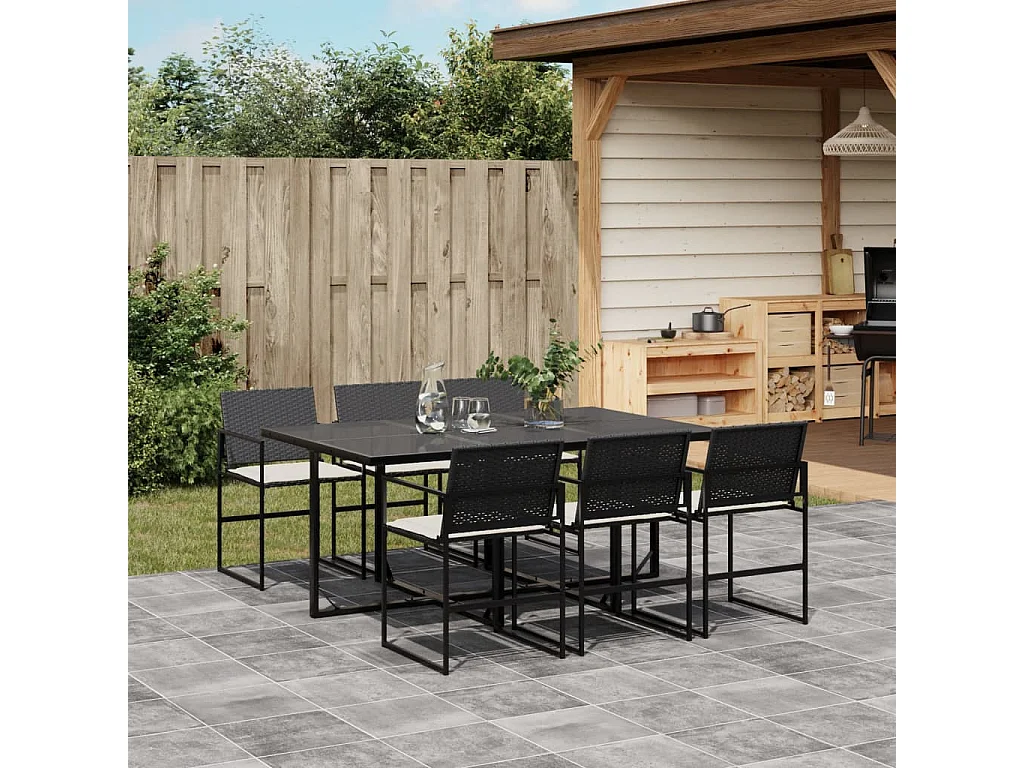 Antwerp  7-delige Tuinset met kussens poly rattan zwart