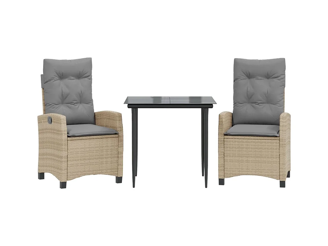 Rochester  Ensemble à manger de jardin et coussins 3 pcs mélange beige