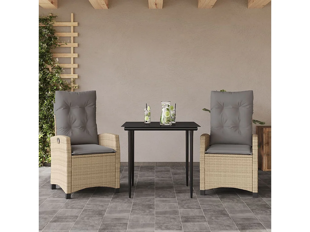 Rochester  Ensemble à manger de jardin et coussins 3 pcs mélange beige