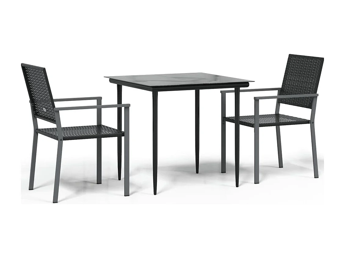 Croughevoe  Ensemble à manger de jardin 3 pcs résine tressée acier
