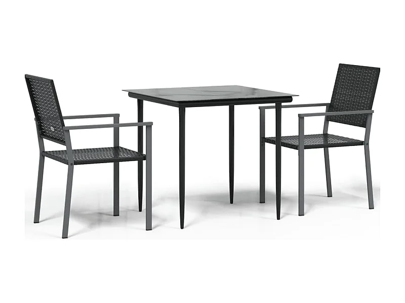 Croughevoe  Ensemble à manger de jardin 3 pcs résine tressée acier