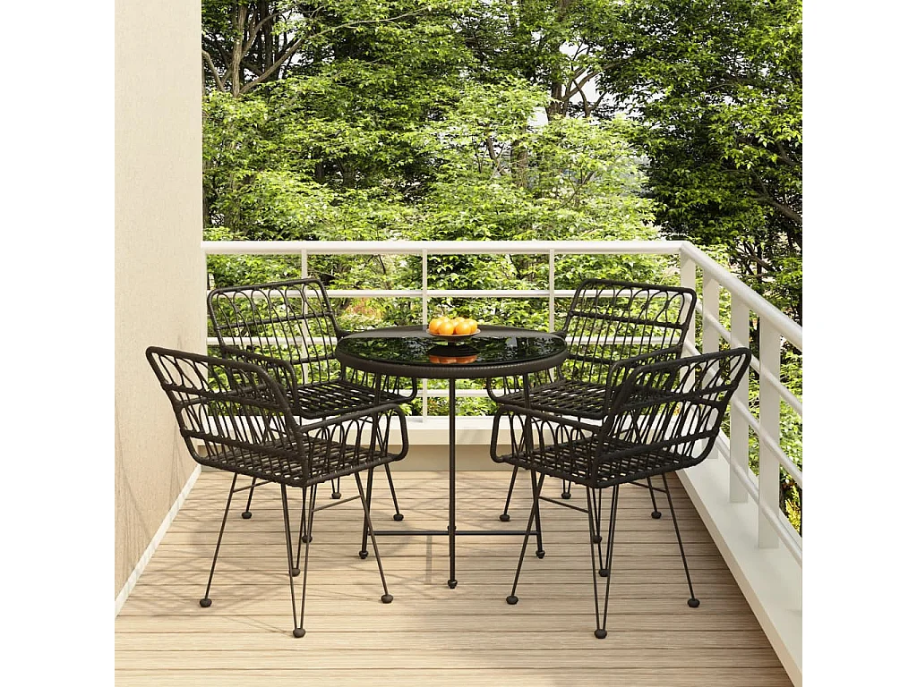 Lyrir  Ensemble à manger de jardin 5 pcs Noir Résine tressée