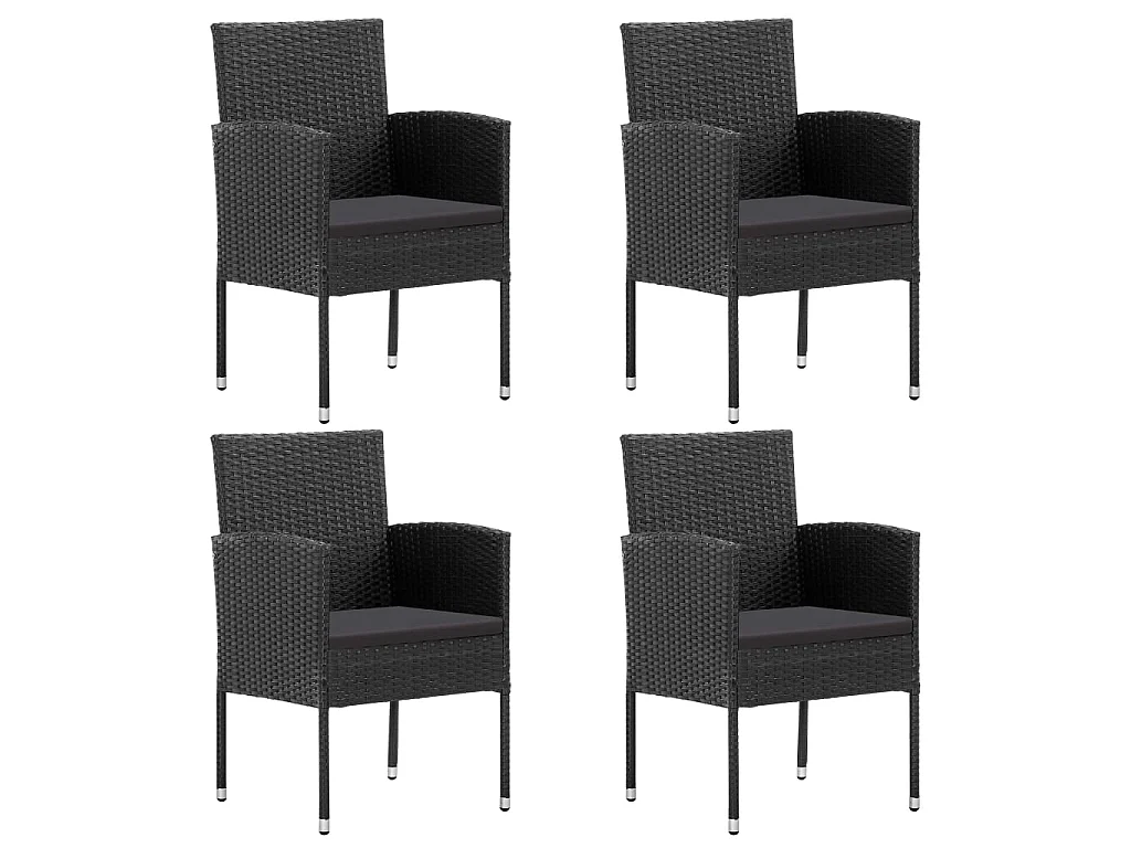 Nolira  Ensemble à manger de jardin coussins 5pcs Noir Résine tressée