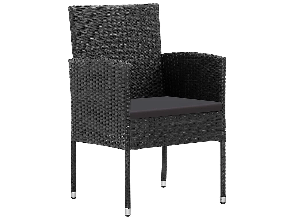 Nolira  Ensemble à manger de jardin coussins 5pcs Noir Résine tressée