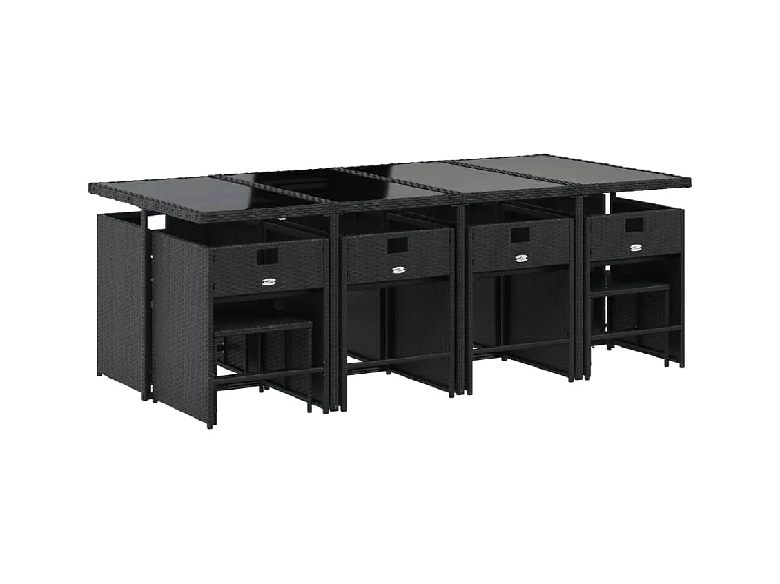 Enfield  Ensemble à manger de jardin 13 pcs coussins noir résine tressée