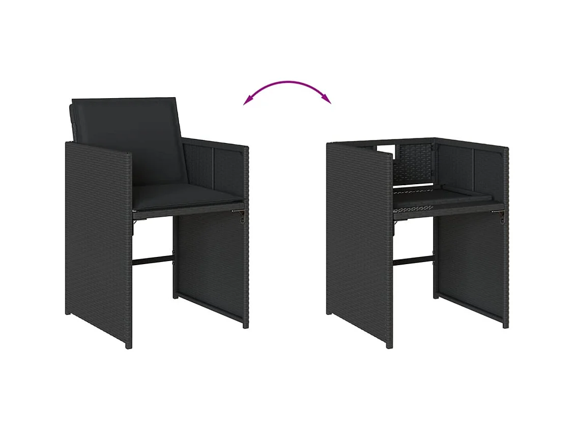 Enfield  Ensemble à manger de jardin 13 pcs coussins noir résine tressée