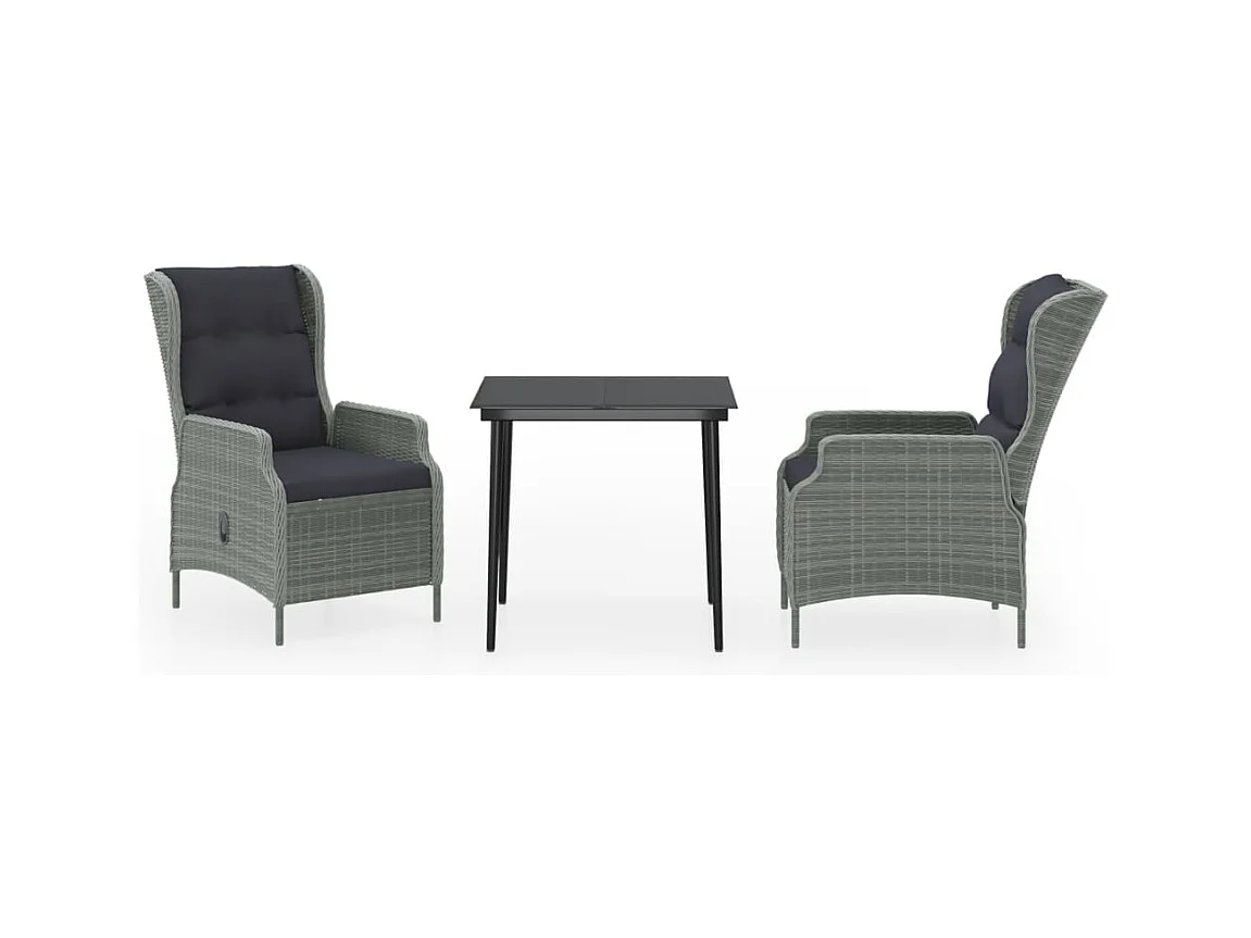 Mayra  Ensemble à manger de jardin 3 pcs Gris clair