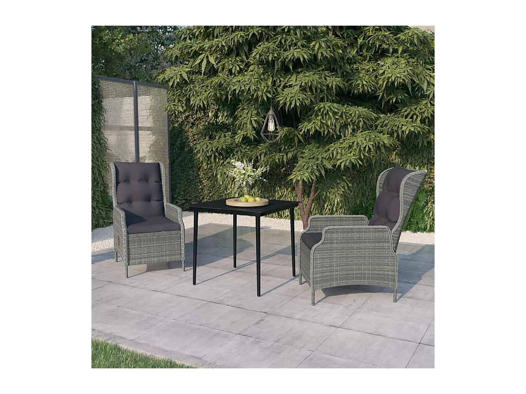 Mayra  Ensemble à manger de jardin 3 pcs Gris clair