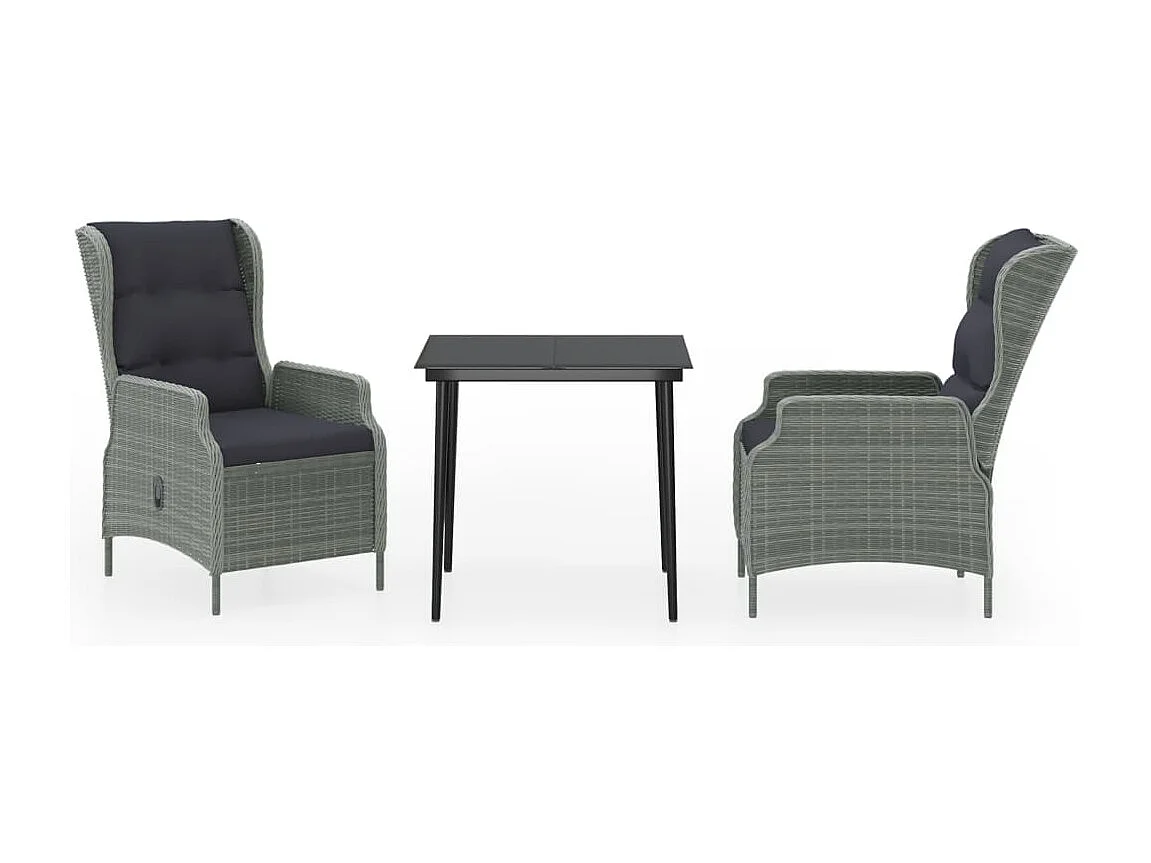 Mayra  Ensemble à manger de jardin 3 pcs Gris clair